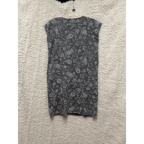 PURE JILL Small Gray Floral Print Easy Knit Two Pocket Dress Boho Chic Casual - Picture 4 of 6